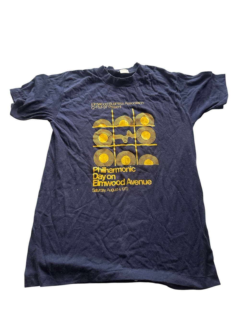 Vintage single stitch Navy Graphic Philharmonic Day on Elmwood Avenue Tee 1979